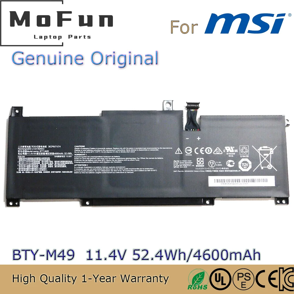 

Brand New Original BTY-M49 11.4V 52.4Wh Laptop Battery for MSI Modern 14 B10MW B4MW B11SB Prestige 14 A10RB