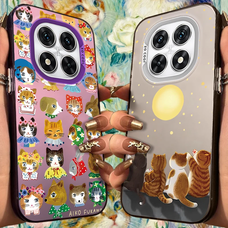 

Cats Looking Up At Moonlight Night Frosted Case for Xiaomi Redmi Note 15 15C 14 Pro Plus 14C 13 5G 13C 12 4G 12C 11S Hard Cover