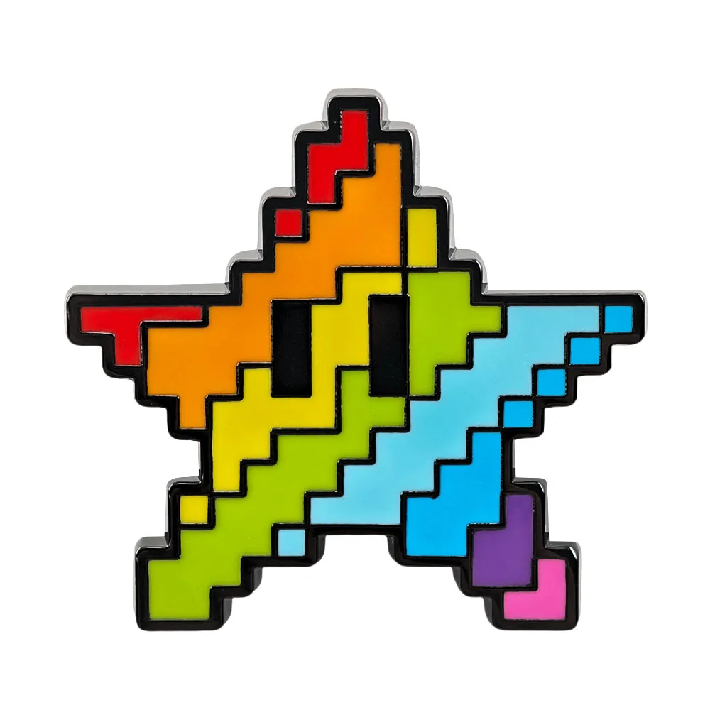 Classic Anime Characters Rainbow Star Enamel Pin 8-Bit Pixel Super Starman Brooch Cute LGBT Rainbow Pride Flag Badges Gamer Gift