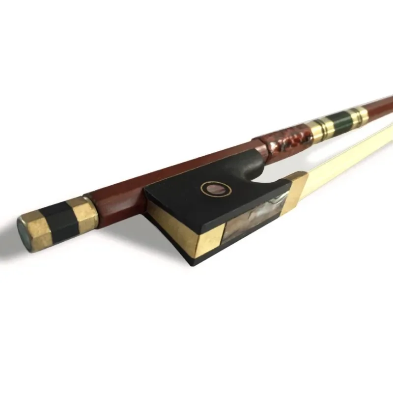 

Violin Premium Ebony Library Horn Bow, Golden Snakeskin Bow, Brazilian Wood, Fisheye, Colorful Shells