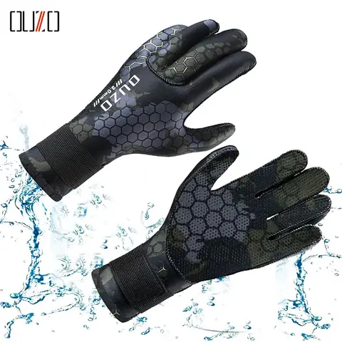 3MM Neoprene Diving Gloves Camo Resistant Warm Anti-Slip Wear-Resistant Swimming Snorkeling Gloves For Fish Catching