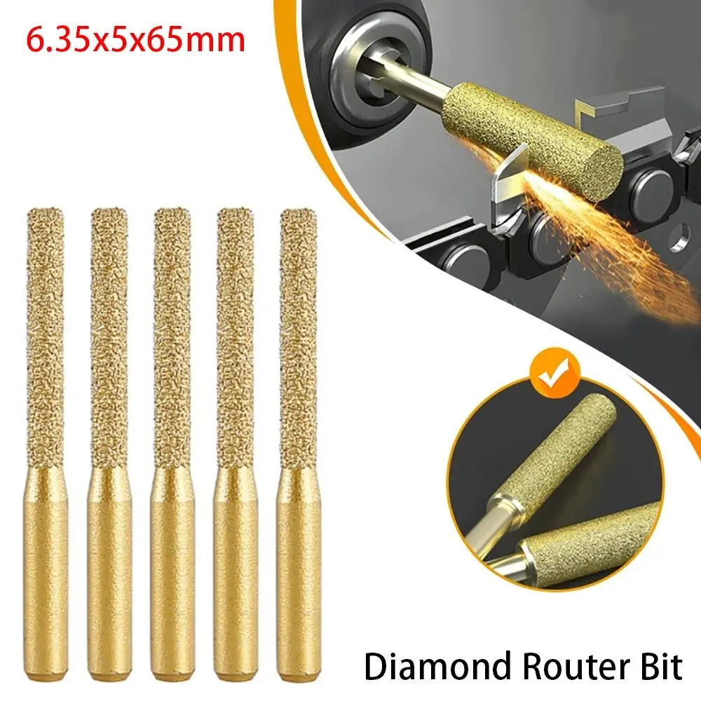 1Pcs Engraving Trimming Machine Brazed Diamond Router Bit 6.35mm Straight Shank Milling Cuter