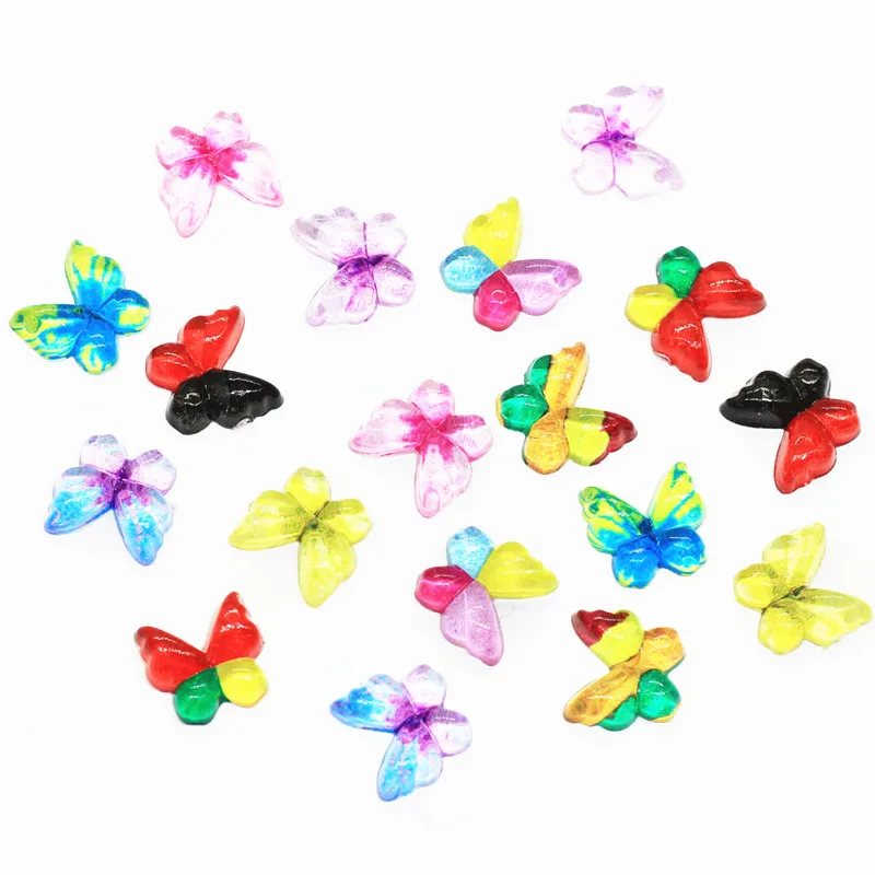 50Pcs/lot Mixed Butterfly Flat back Resin Cabochon Rhinestone Appliques DIY Wedding Party Decoration Scrapbooking Craft 9*10mm