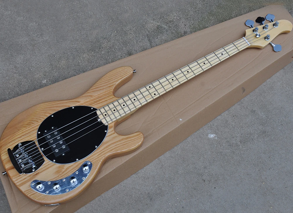 

4 Strings Active Tobacco Sunburst Ash Electric Bass Guitar with Maple Fretboard,Black Pickguard