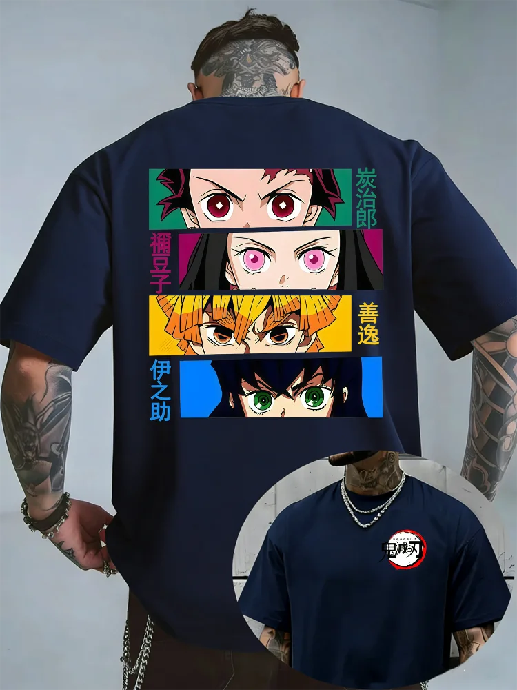 Demon Slayer Halloween Joint T-Shirt Sommer Unisex lockeres und atmungsaktives Baumwoll-T-Shirt-Oberteil – Detail 5