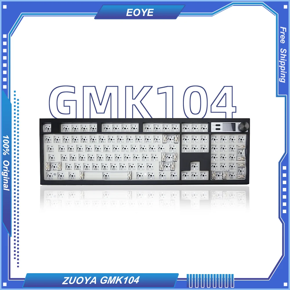 

ZUOYA GMK104 Комплект механической клавиатуры на заказ, беспроводная 3-режимная BT/2,4G/проводная поддержка горячей замены VIA, нижняя подсветка RGB с ручкой экрана