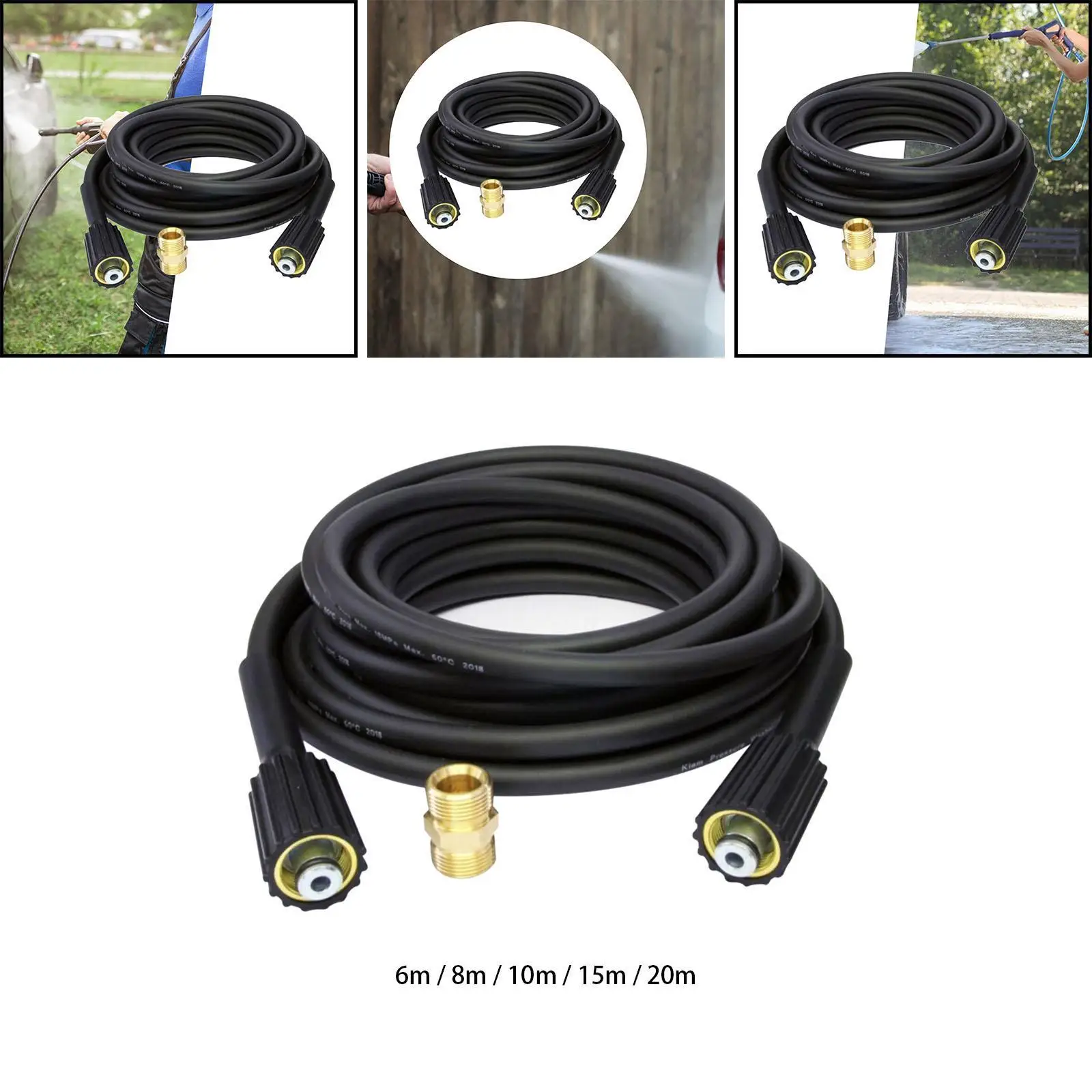 Pressure Washer Hose, Hose and Extension Coupler, Quick Connect, M22/22mm Female to Male 5800PSI for Driveways Swimming Pools