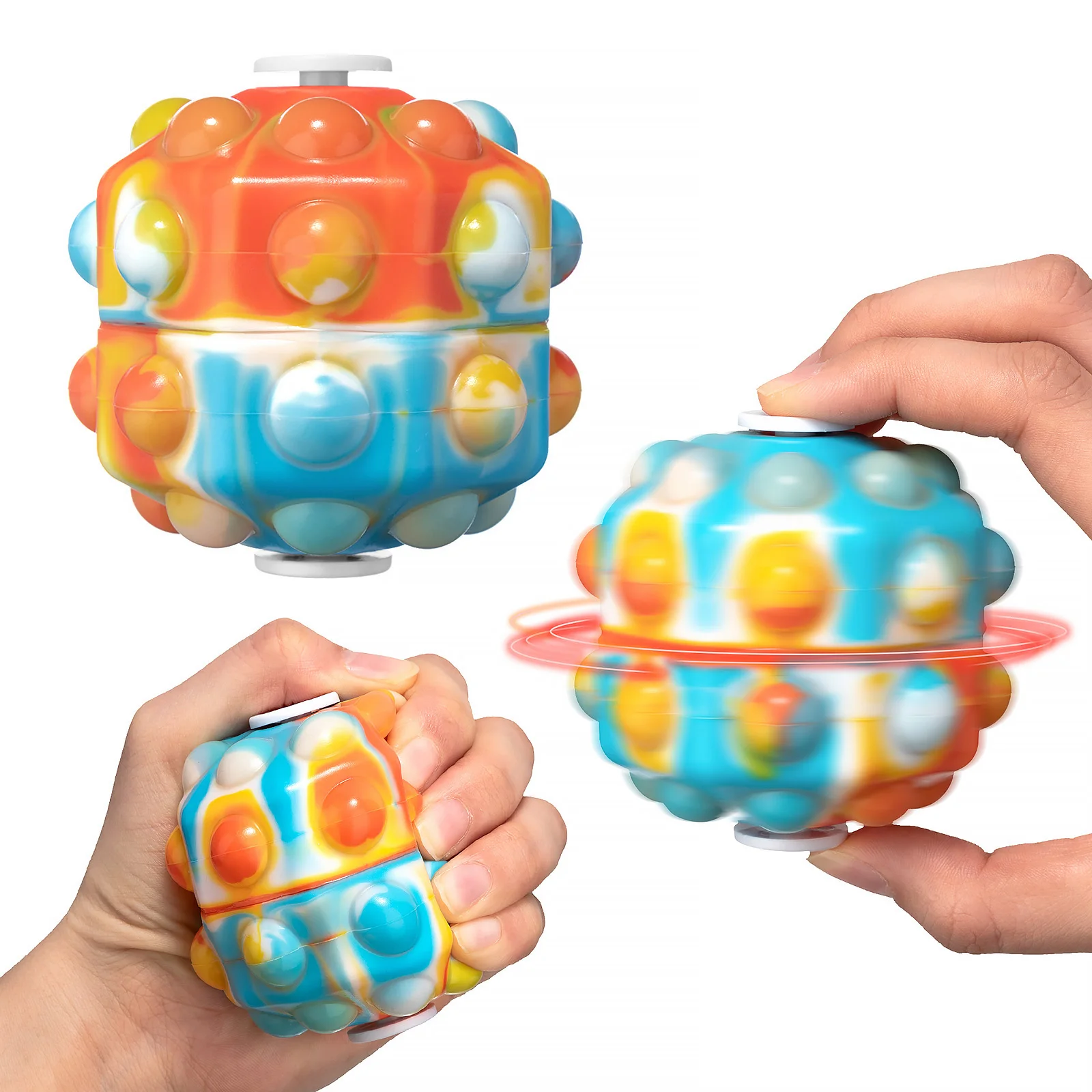 

1 шт., восьмиугольные вращающиеся игрушки, детский вращающийся гироскоп, силиконовый шарик, вращающаяся игрушка для замешивания