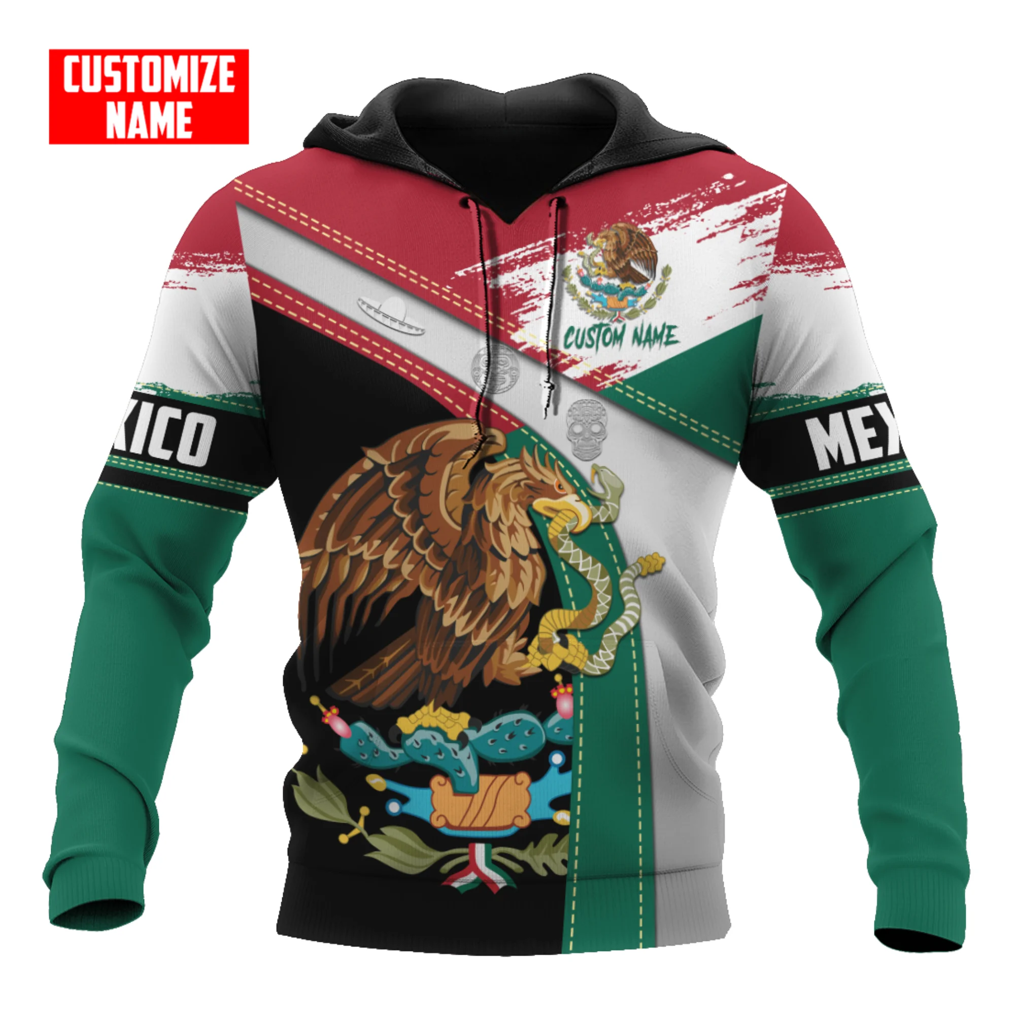 Sudadera con capucha con estampado de águila mexicana para hombre, ropa suelta, cómoda, producto de tendencia, Otoño e Invierno