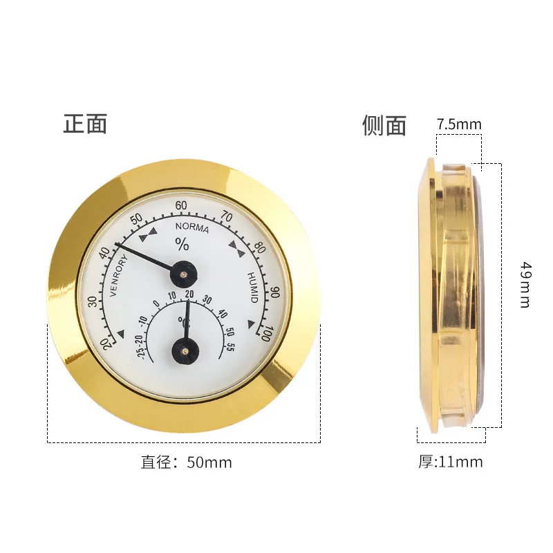 Okrągły precyzyjny Humidor higrometr cygarowy Mini przenośny mechaniczny dokładny Humidor higrometr wilgotności cygara akcesoria