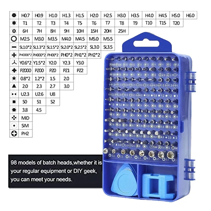 115 In 1 Magnetic DIY Precision Tool Kit For Glasses PC Laptop Digital Watch Blue