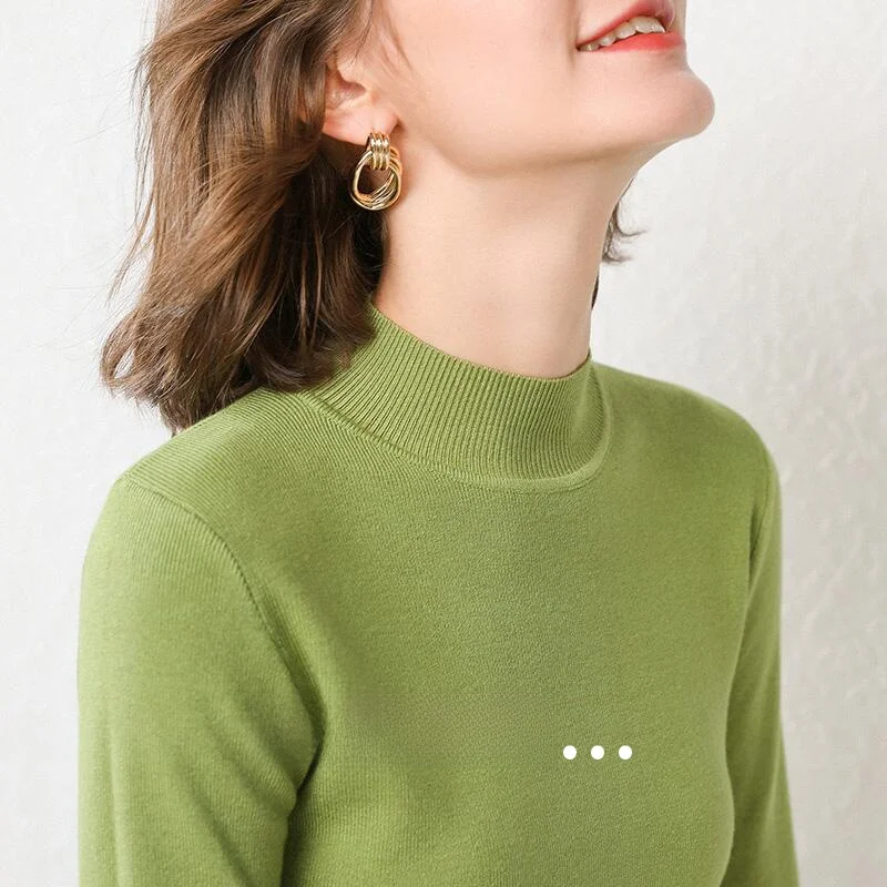 

High Collar Camere Sweater Women's Autumn Winter New Sle Slim Fit Base irt Wool Sweater Korean Sle Long Sve Regula...