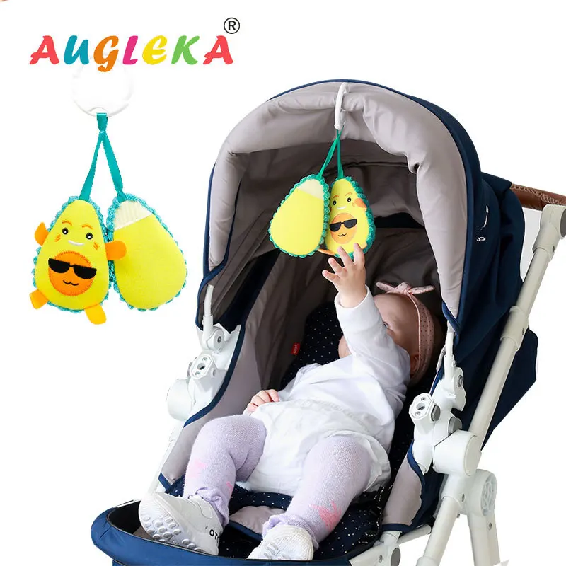 신생아 아기 플러시 유모차 장난감 아기 딸랑이 모빌 만화 아보카도 벨 장난감 교육용 아기 장난감 0-12개월