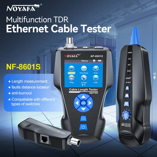 NOYAFA NF-8601S ネットワークケーブルテスター抗干渉ケーブルトラッカー PING テスター RJ45 RJ11 測定長テスターネットワークツール