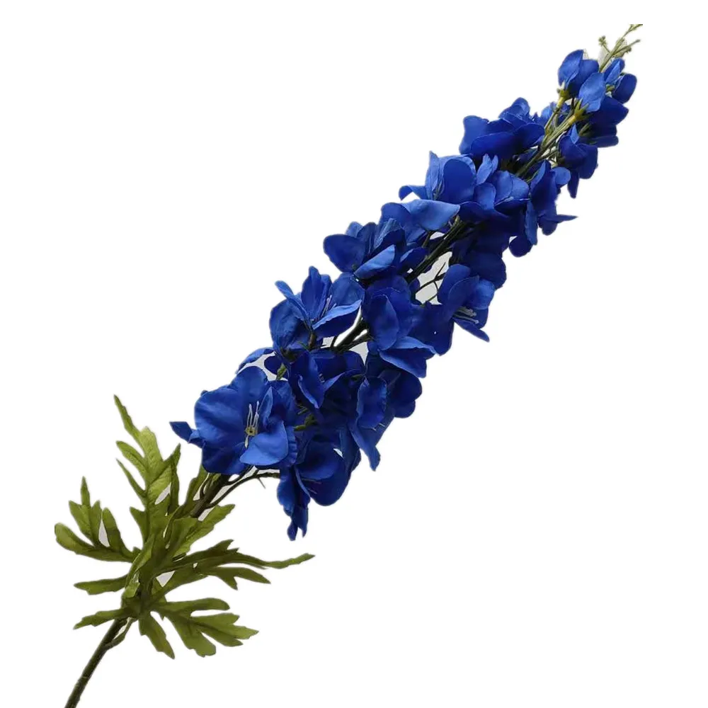 10pcs Faux Autumn Color Larkspur Plant White Purple Blue Artificial Silk Fat Delphinium Flower