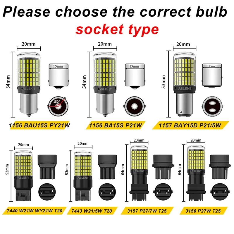 2PCS 12/24V Car 1156 1157 LED Turn Signal Lamp CANBUS Decoding P21W BA15S PY21W BAU15S P21/5W BAY15D Vehicle Brake Reverse Light