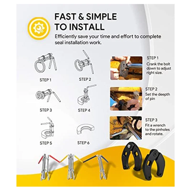 ABKJ-3 Pack Hydraulic Seal Installation Tools Hydraulic Cylinder Piston Repair Seal Kit For Farm And Construction Equipment