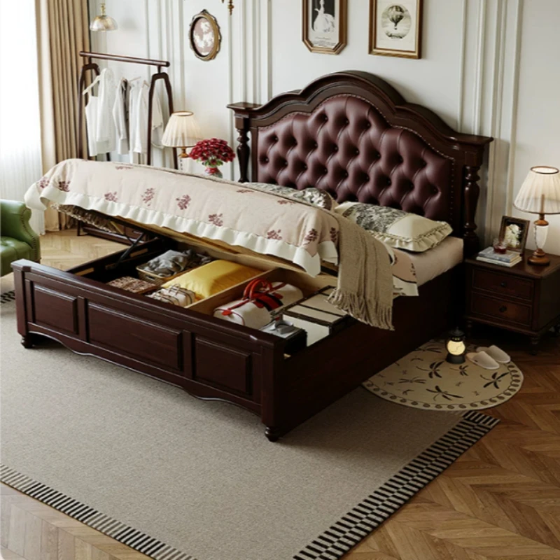 European Fancy Beds Frames Vintage Lounge Sleeping Beds Storage Luxury Camas De Matrimonio Dormitorio Bedroom Furniture