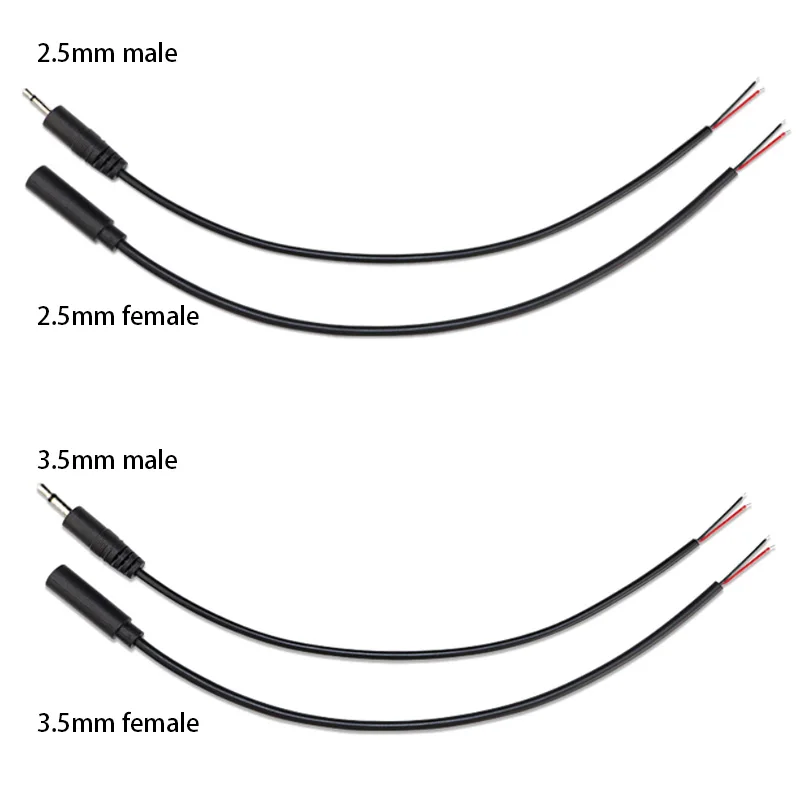 25CM 2.5mm 3.5mm Mono Audio Connector Cable 2pin Wire Extension Cord  Male Female Plug DIY Repair Single Head Plug jack j17