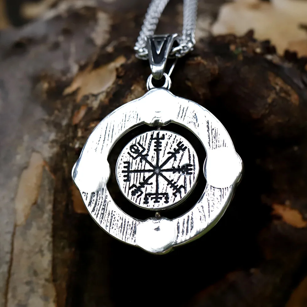 Men\'s 316L stainless-steel Vintage Round Viking Celtic Knot Cross Pendant Chain Necklace for gift free shipping