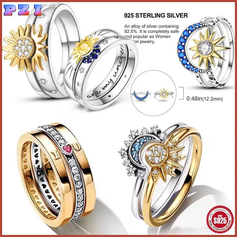 

Timeless 925 Sterling Silver Lovers&Sisters' Sun Love Ring Romantic Dating Jewelry That Expresses Love