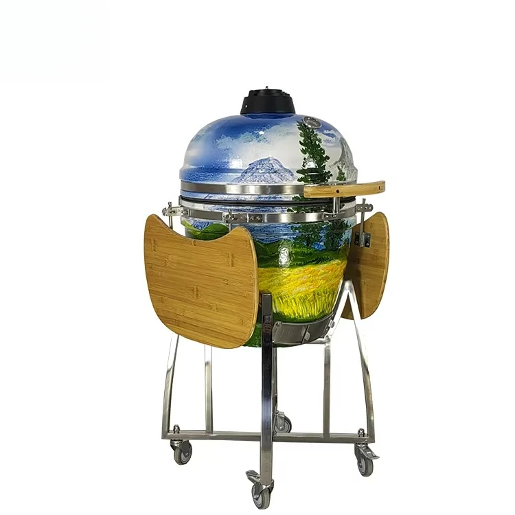 

Уличный кухонный комплект для печи для пиццы Kamado, большая коптильня, костра, портативный складной стальной железный металлический дизайн в форме яйца, кемпинг