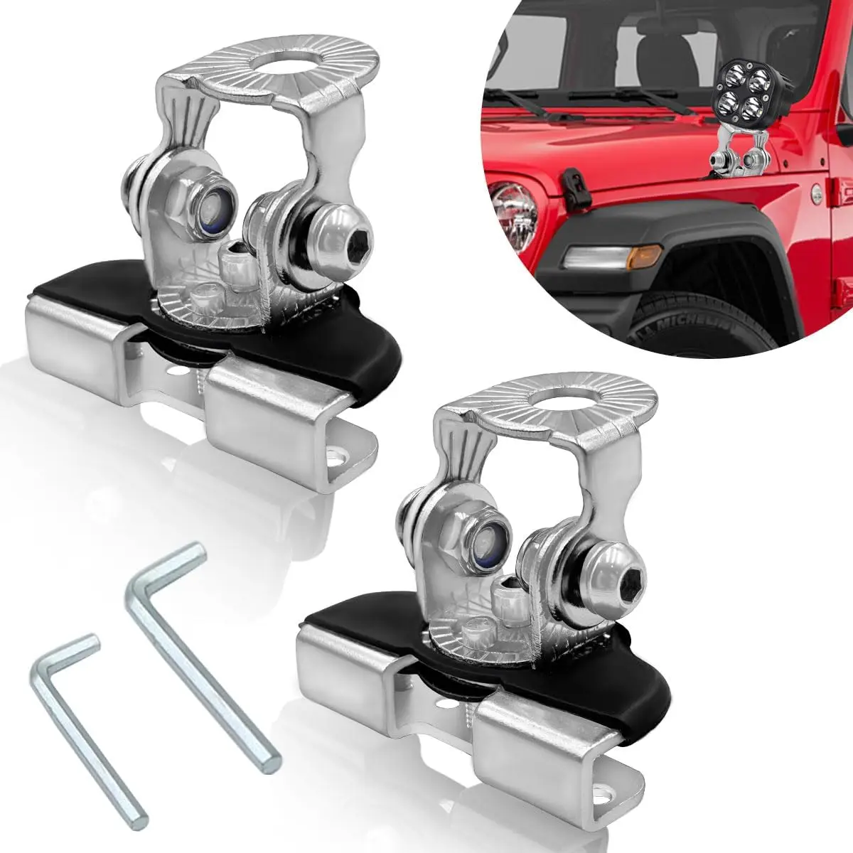 1/2pcs Stainless Steel Clamp Pillar Hood Off Road Led Work Light Bar Holder Universal Car Mount Bracket 360° Adjustable Angle