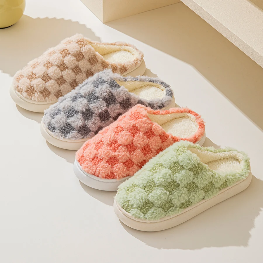 Zapatillas de algodón para mujer, invierno, hogar, interior, hogar, cálido, antideslizante, parte inferior gruesa, nuevas zapatillas de lana para hombres, otoño e invierno