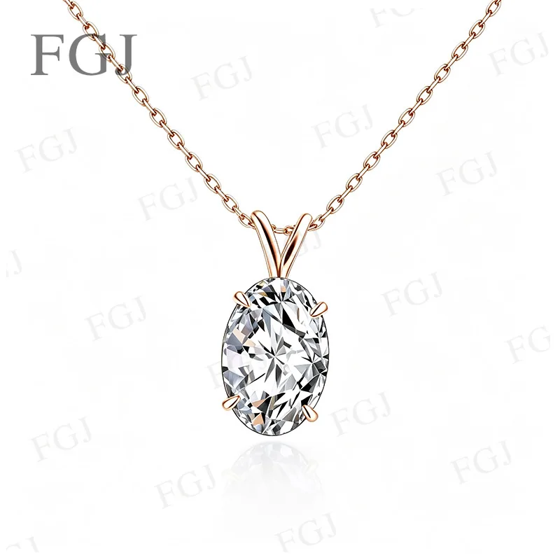 1CT 4,5CT Ovaler D VVS1 Moissanit-Anhänger Halskette 925 Sterling Silber 14K Vergoldet Hochwertige Feine Schmuckgeschenke für Frauen – Detail 5