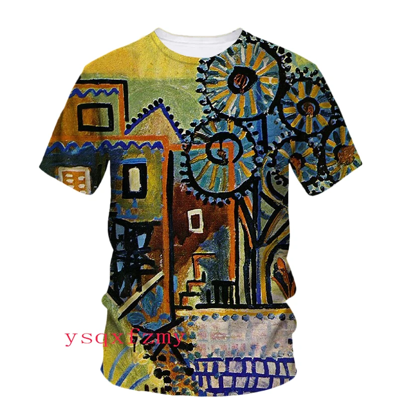 Pittura a olio Picasso stampa 3D HD Art Graffiti personalità moda uomo e donna girocollo manica corta Street Casual t-shirt