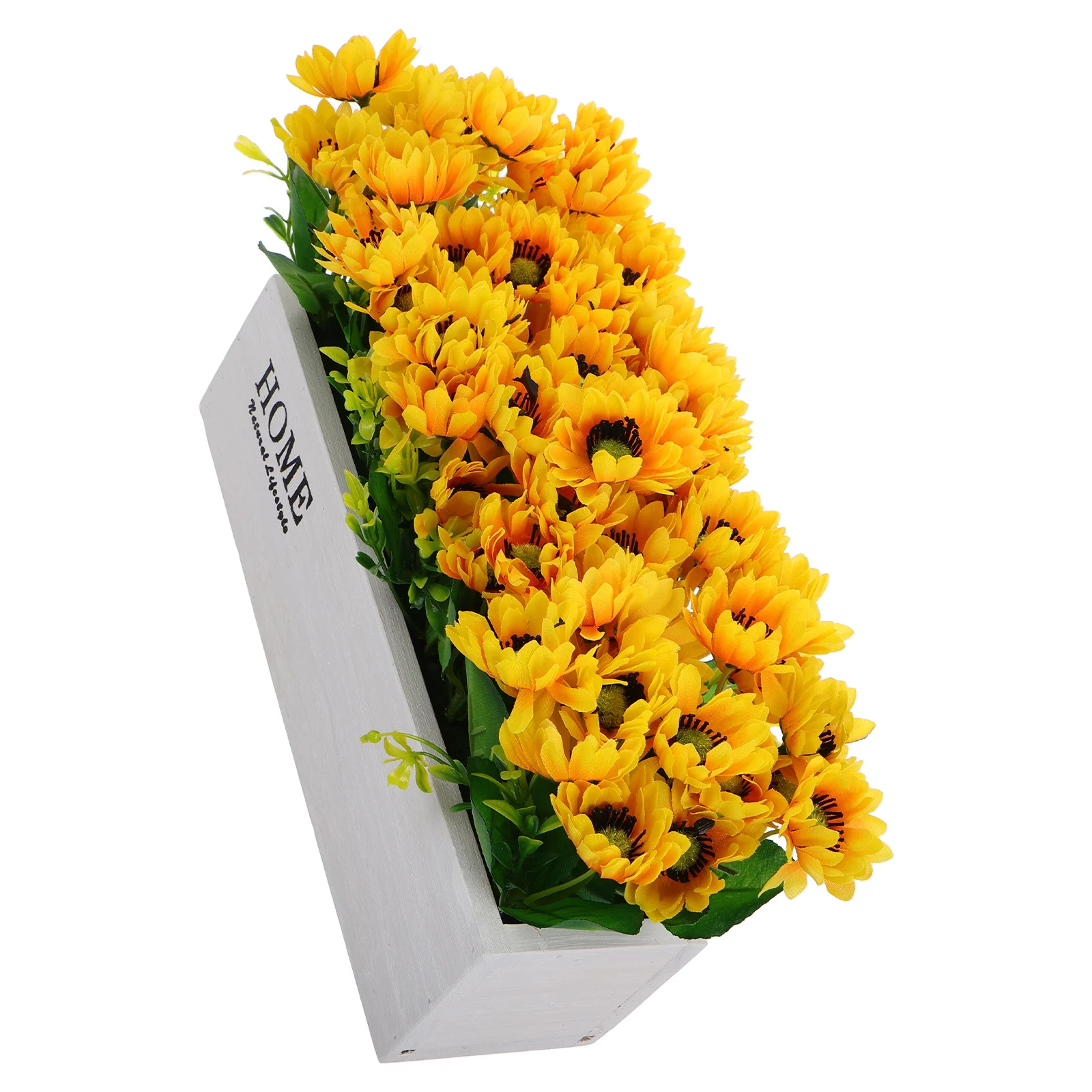 

Artificial Flower Small Potted Plant Sunflower Realistic Longlasting Elegant Versatile Wooden Base Plastic Farmhouse