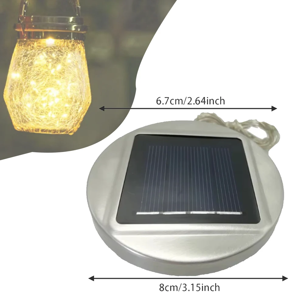 8cm Solar Lamp Base with LED Fairy Light Mason Jar Bottle Light Replacement Atmosphere Decorate Light Holder for Outdoor Garden