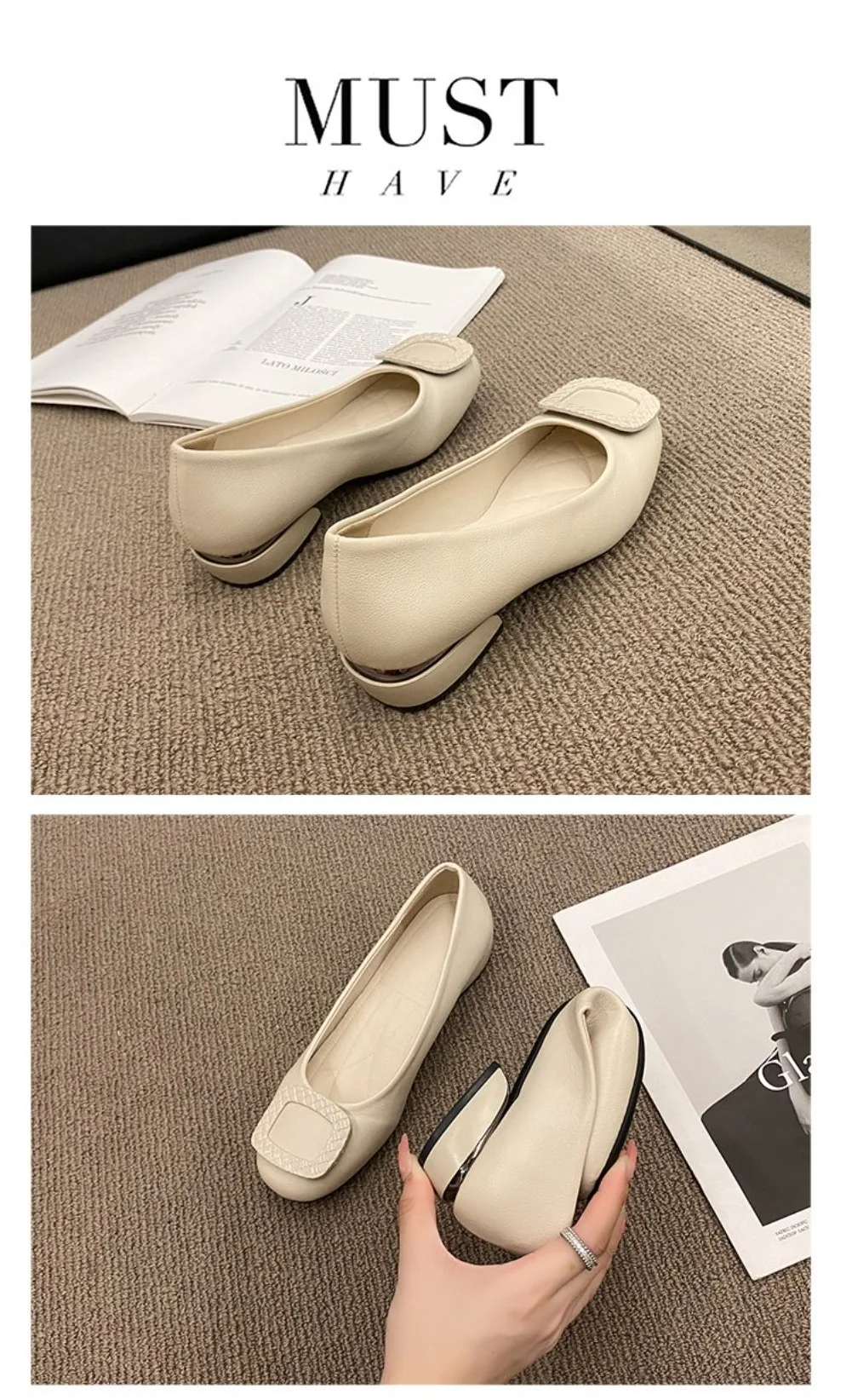 Weiche Lederschuhe mit weicher Sohle aus Kuhsehnen, Frühling/Herbst, Damenlederschuhe, festliche Damenschuhe für Sommer, Hochzeit, Bankett, Muttertag – Detail 8