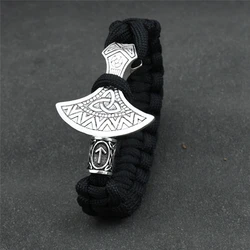 Mjolnir Viking Runes Beads Scandinavian Norse Celt Axe Bracelet Nordic Rune Ax Wristband Bangle For Men Amulet Talisman Jewelry