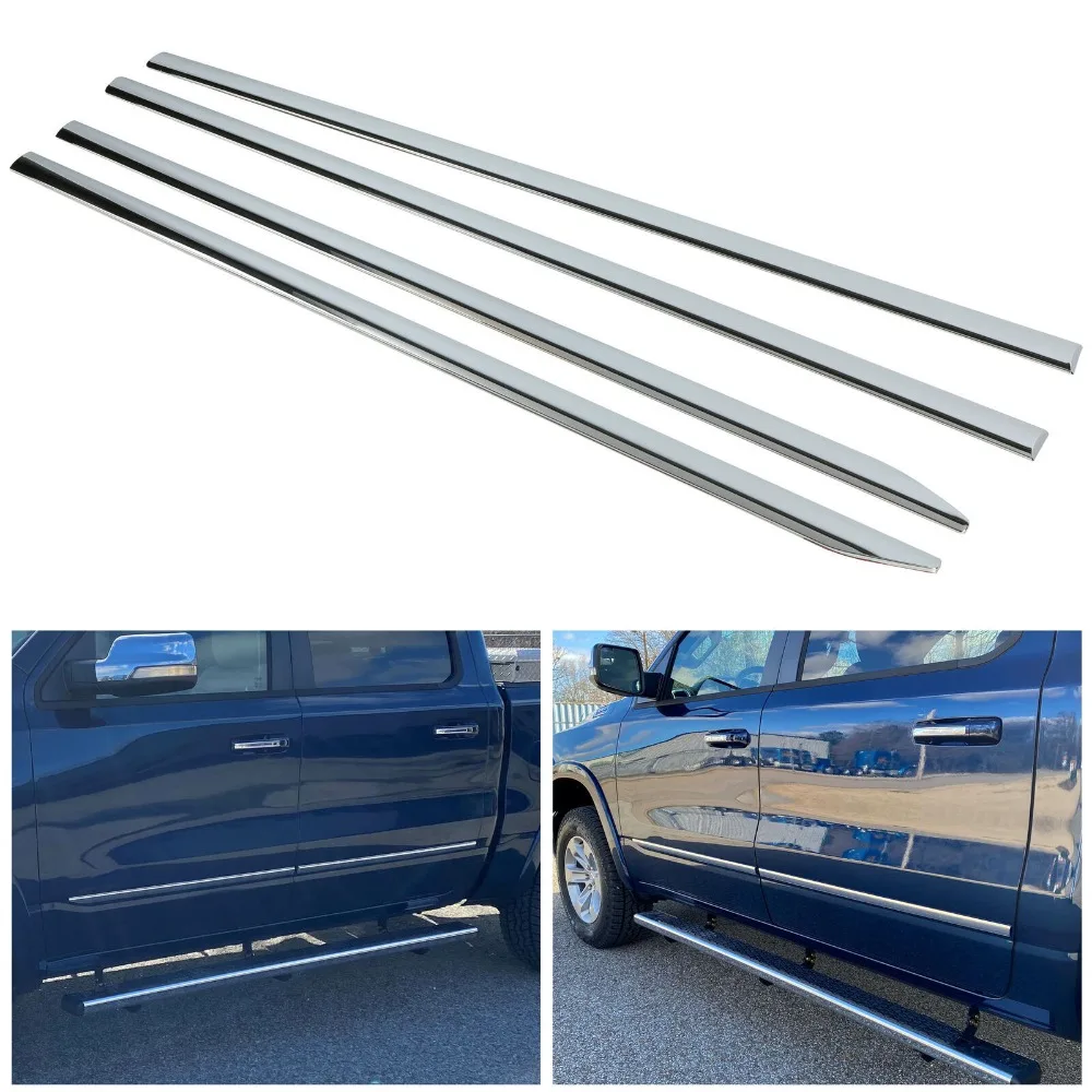 

For Dodge Ram 1500 2019-2025 2022 2023 Crew Cab Chrome Body Side Molding Trim