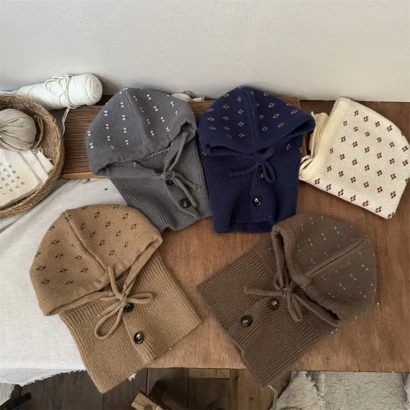 

Kids Balaclava Hats Winter Scarf Gloves Children's Knitted Beanies Caps Windproof Warmer Boys Girls Mask Hooded Hat Ski Bib Caps