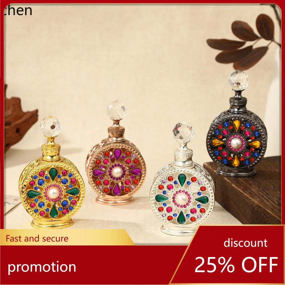 

HXL perfume bottle, luxurious 15ml essential oil bottle, convenient diamond-embellished dropper empty bottle