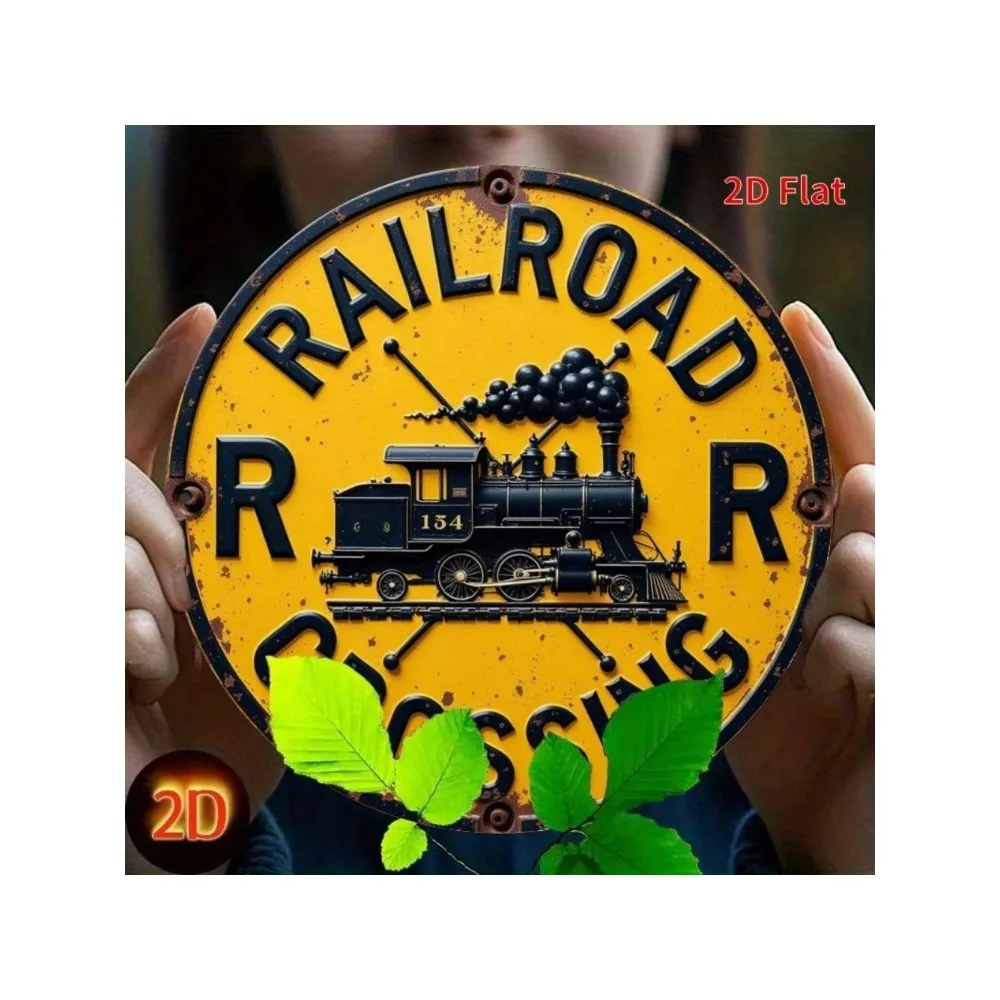 RusticHarbor-señal de cruce de ferrocarril de Metal Vintage, placa rústica redonda hecha a mano de 7,8 pulgadas para el hogar, garaje, cafetería, decoración de cueva de hombre