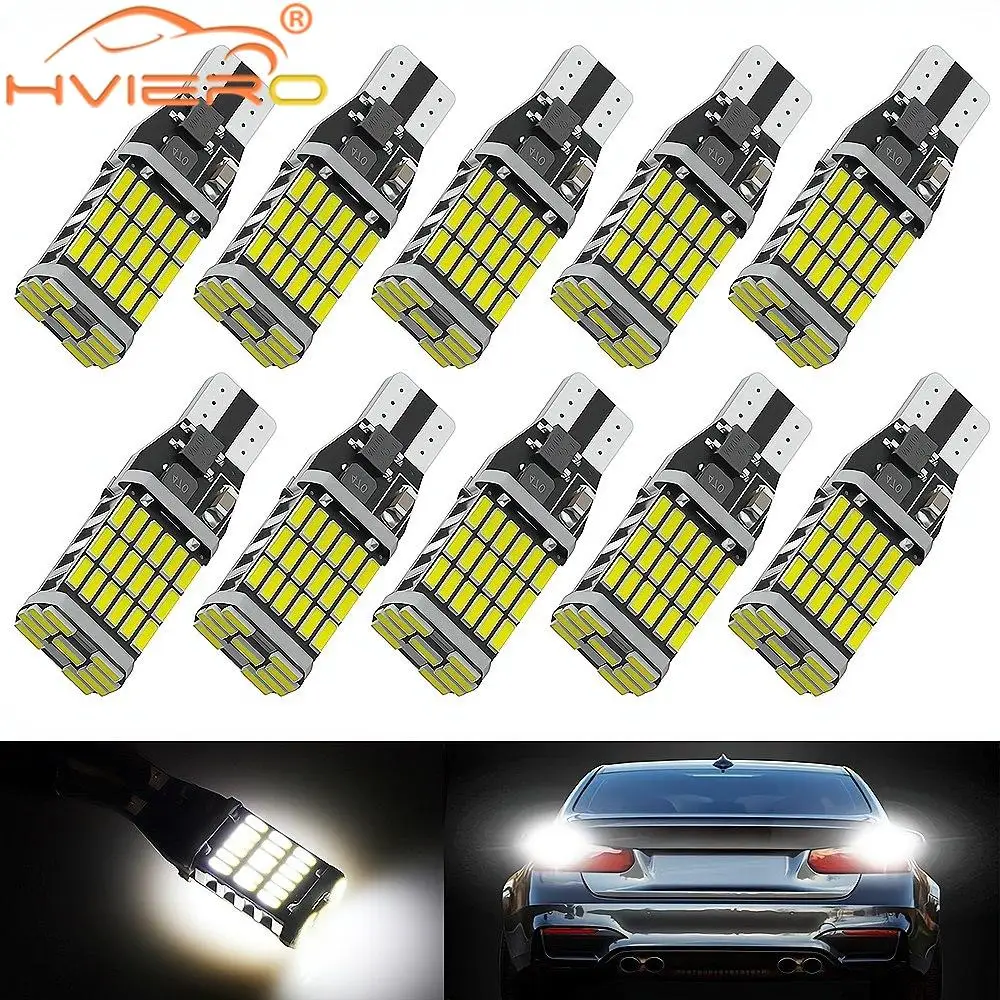 

10PCS 4014 1156 1157 T15 Car Brake LED Universal Auto Back Light Turn Signal License Plate White 45SMD Reverse Waterproof Lamp