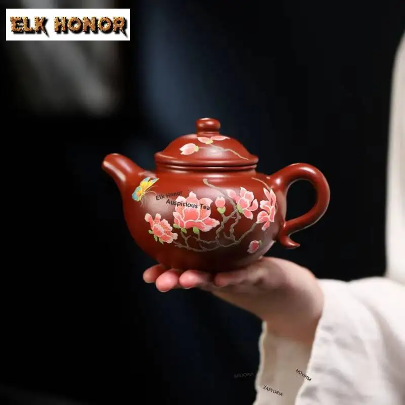 ZAEYORIA 400ml Authentic Yixing Purple Clay Teapots Handmade Lotus Seed Pot Raw Ore Dahongpao Mud Kettle Zisha Tea Set Ornaments