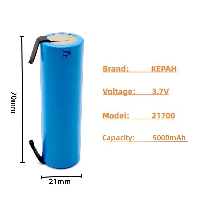 Akumulator litowo-jonowy 50E 21700 5000mAh 3.7V 5C rozładowuje akumulatory o dużej mocy do urządzeń o dużej mocy i DIY Nicke