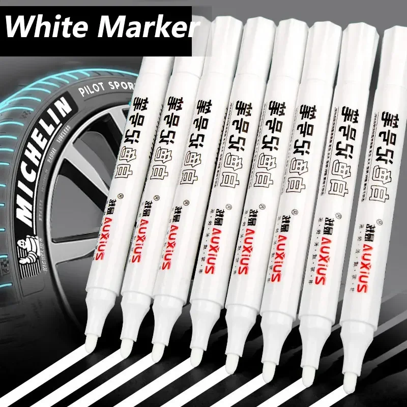 White Marker Pens set 2.0mm Oily Waterproof White Gel Pen DIY Graffiti Sketching Marker Stationery Writing School Supplies brush