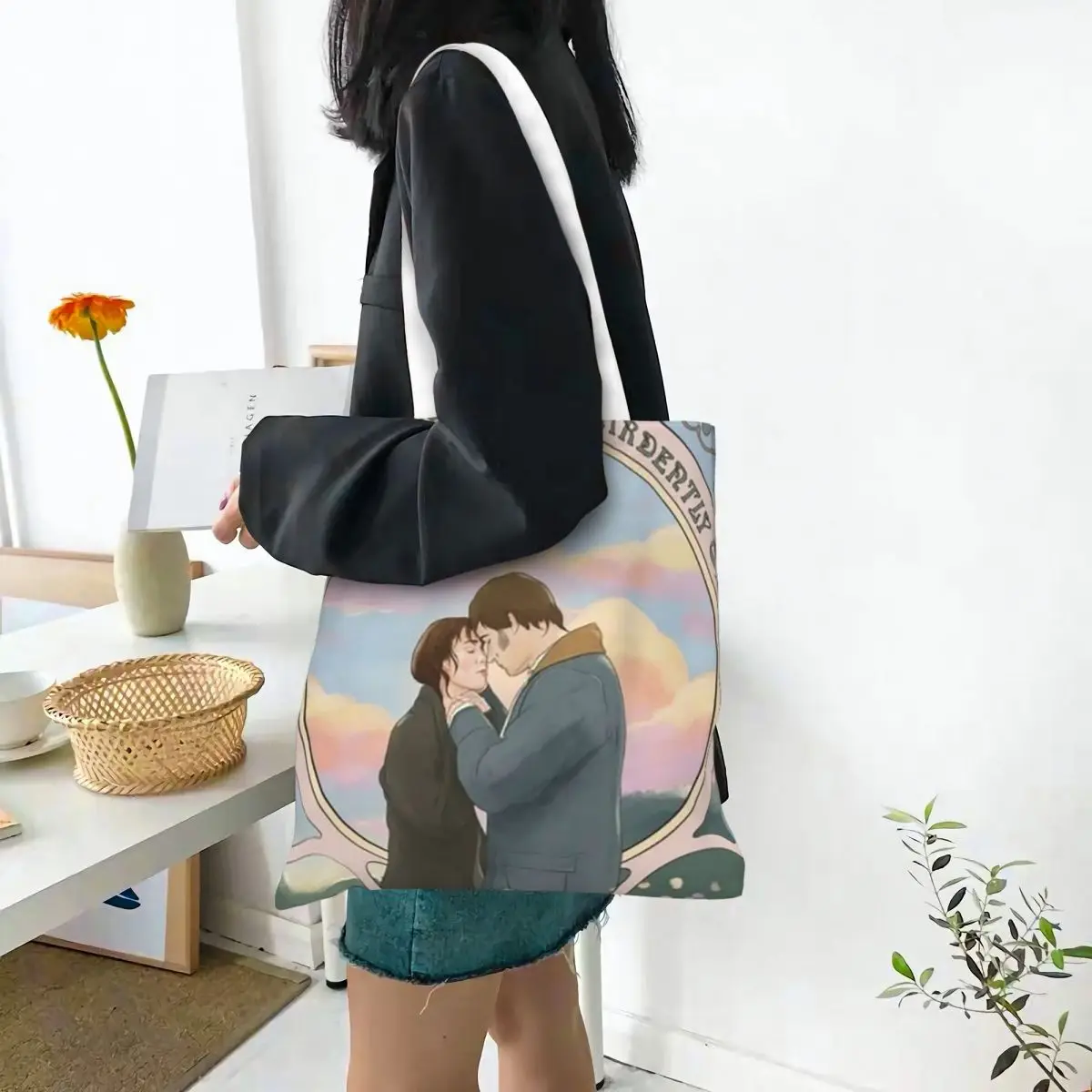 فخر وتحامل الأزهار إقتباس أكياس التسوق قماش حمل حقيبة قابلة لإعادة الاستخدام للسيدات حقيبة كتف حقيبة يد للسفر