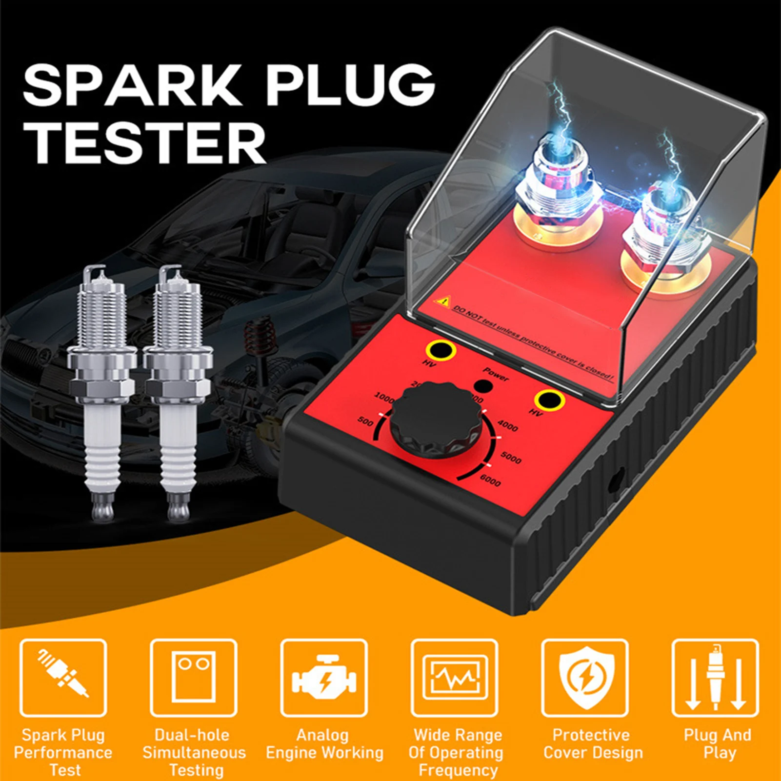 Car Spark Plug Tester Engine Ignition Coil Tester Diagnostic Detector For Automotive Car Lawnmower Internal External Engine