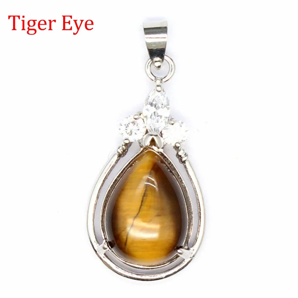 Vintage Wasser tropfen geformte natürliche Halbe del stein aushöhlen Anhänger Schmuck für Frauen trend ige Halsketten Reiki Quarz Edelsteine