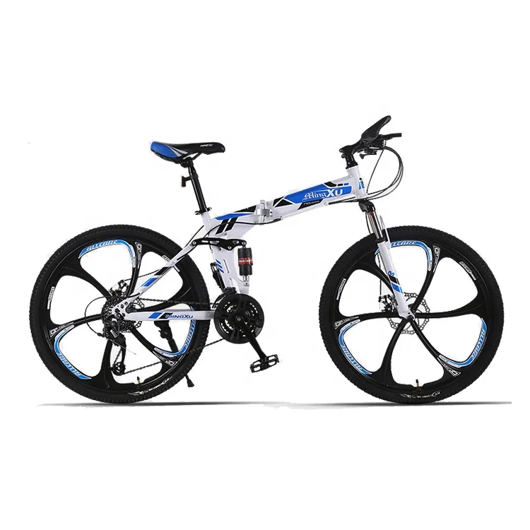 Hot Sale Folding Bike 26 Inch 21/24/27-speed Double Disc Brake Full Suspension 6-spoke Rim Mountain Bicycle