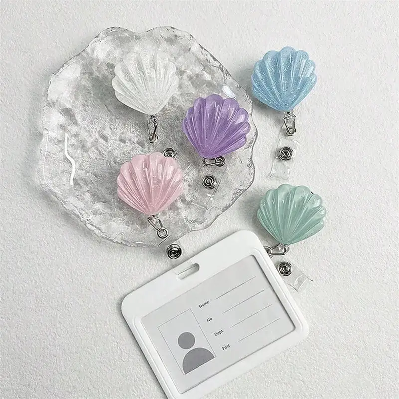 

Cute Transparent Shell Snap Hook Retractable Badge Scroll With Clip Id Lanyard Name Tag Clip For Doctor Nurse Office Supplies