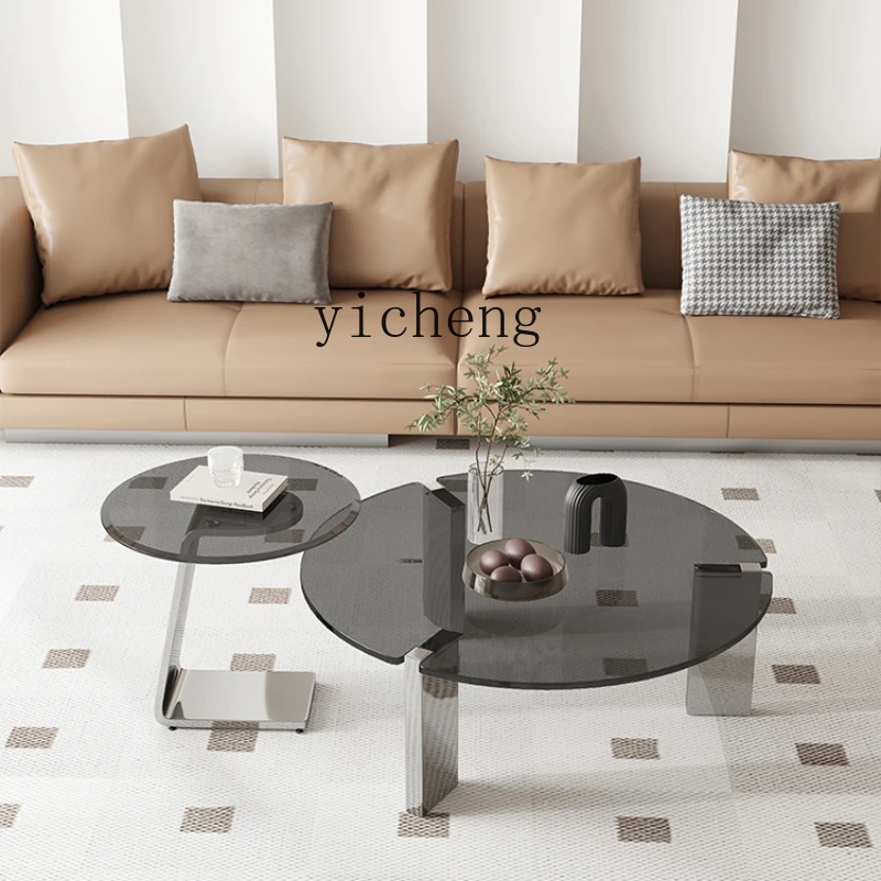 

Журнальный столик Pqf для маленькой квартиры, Круглый Чайный Столик, простой журнальный столик из закаленного стекла для гостиной