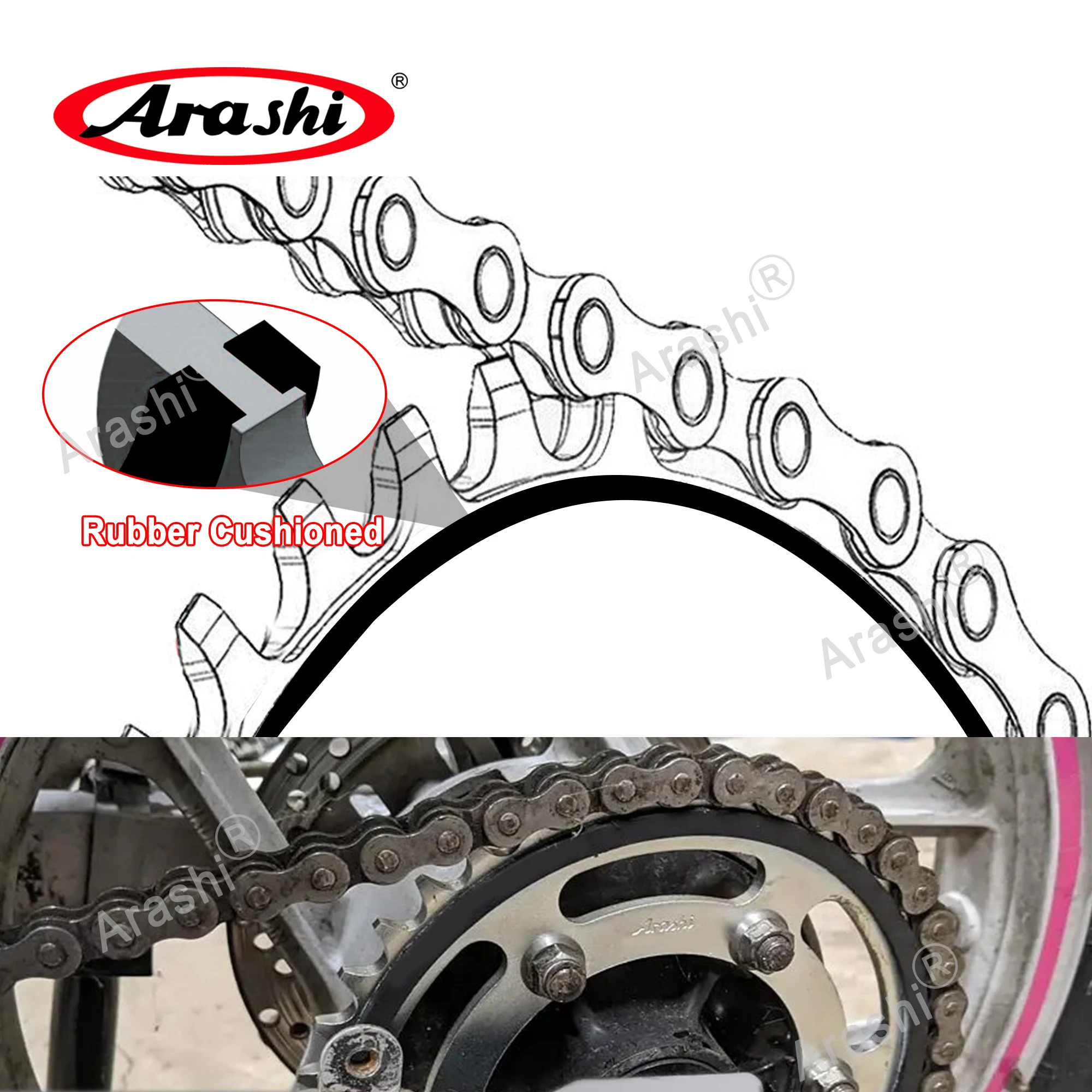 ضرس خلفي من أراشي لـ Kawasaki Ninja400 2018 2019 2020 ضرس محرك 520 درجة 41 أسنان مناسبة Ninja500 2006 2007 2008 2009 #6