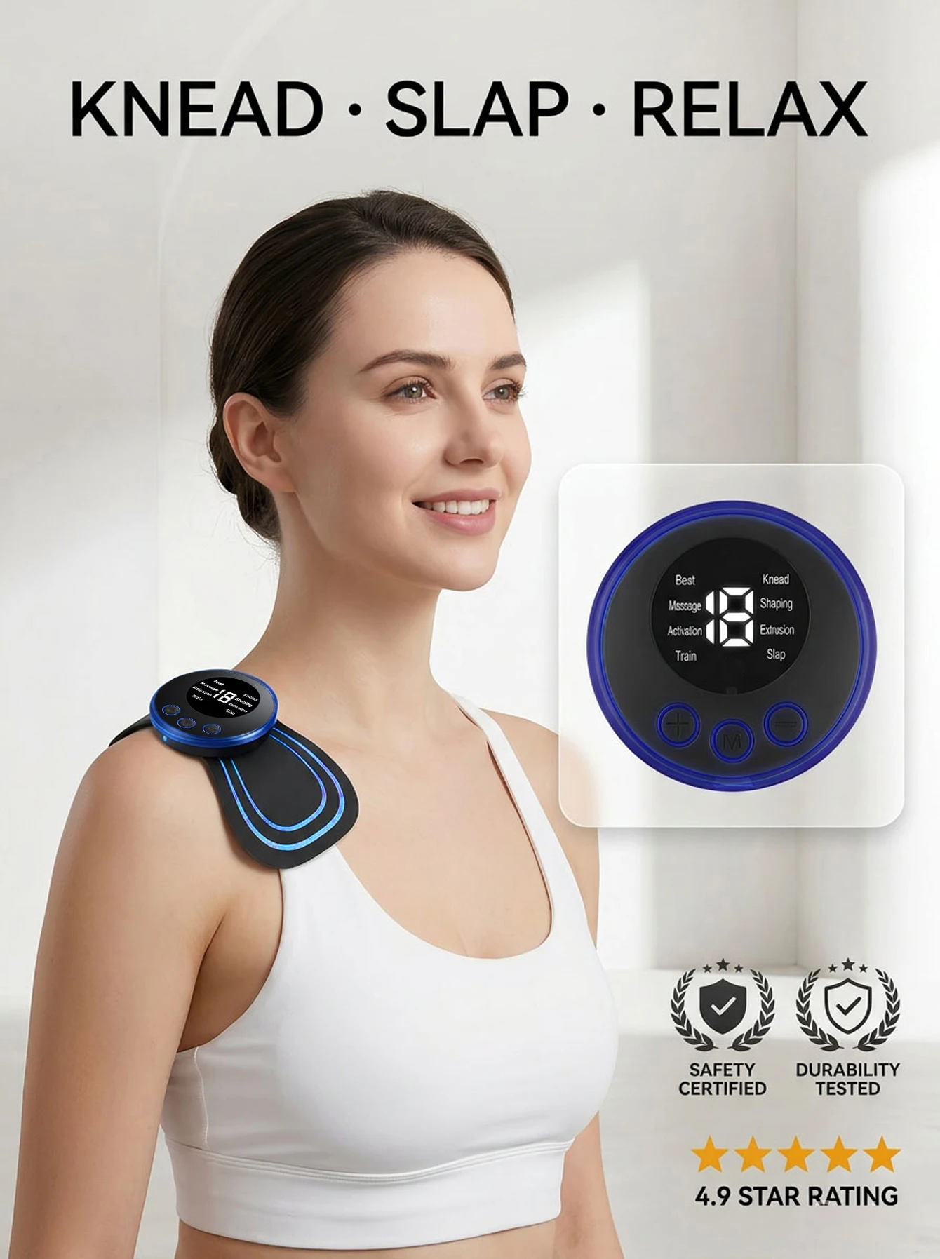 2026 Electric EMS Neck Massager Mini Cervical Back Patch Stimulator Massageador Mat Portable Gel Pad Stickers Slim Rechargeable